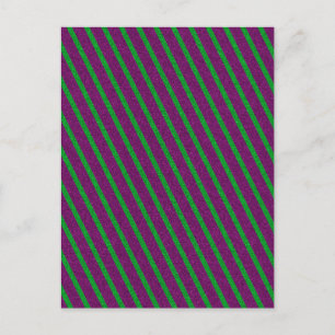 Carte Postale Rayures vertes et violettes Paillettes