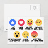 Carte Postale Réaction Facebook amoureux des oiseaux (Devant / Derrière)