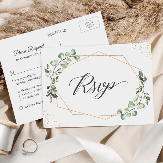 Carte Postale Réaction RSVP de mariage des Feuilles Eucalyptus g