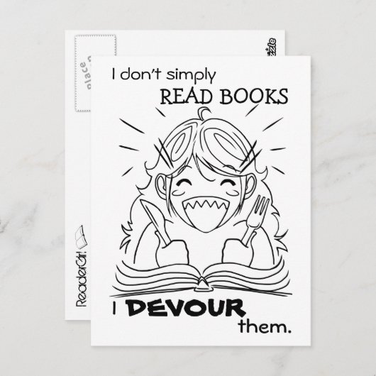 Carte postale Reader Girl Eats (Devant / Derrière)