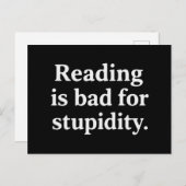 Carte Postale Reading is bad for stupidity (Devant / Derrière)