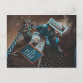 Carte Postale reading with a cup of tea literary (Devant)