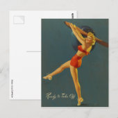 Carte Postale Ready to Take Off PinUp (Devant / Derrière)