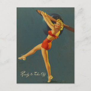 Carte Postale Ready to Take Off PinUp