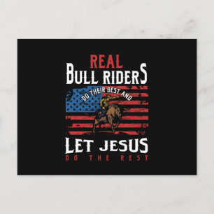 Carte Postale Real Bull Riders USA Drapeau Jesus Rodeo Cowboy Ca