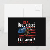 Carte Postale Real Bull Riders USA Drapeau Jesus Rodeo Cowboy Ca (Devant / Derrière)