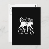 Carte Postale Real Men Love Cats Design graphique sur Décor Noir (Devant / Derrière)