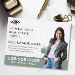 Carte Postale Realtor Farming Mailer Real Estate Marketing Logo<br><div class="desc">Create a fresh, approachable presence in your local market with this sage green real estate postcard, perfect for connecting with potential home sellers. Featuring a soothing and modern color palette, this customizable postcard allows you to upload your logo and photo for a personal and professional touch. The calming sage green...</div>