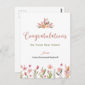 Carte Postale Realtor Félicitations Fleurs Personnalisées (Devant / Derrière)