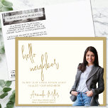 Carte Postale Realtor Mailer Immobilier Marketing Agricole Bonjo<br><div class="desc">Le Réaltor Mailer Immobilier Marketing Agriculture Hello Postcard, un outil de premier choix conçu pour augmenter vos efforts de marketing immobilier et favoriser les connexions communautaires. Cette carte postale élégante, qui présente une impressionnante palette de couleurs bleu marine et or, est conçue pour attirer l'attention et transmettre le professionnalisme. Parfait...</div>