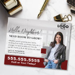 Carte Postale Realtor Marketing Logo Real Estate Farming Mailer<br><div class="desc">Strengthen your real estate marketing strategy with this professionally designed farming mailer postcard, perfect for showcasing your services to potential home sellers. This customizable postcard allows you to upload your logo and photo, creating a personal and polished touch that builds trust and credibility in your community. Whether you're introducing yourself...</div>