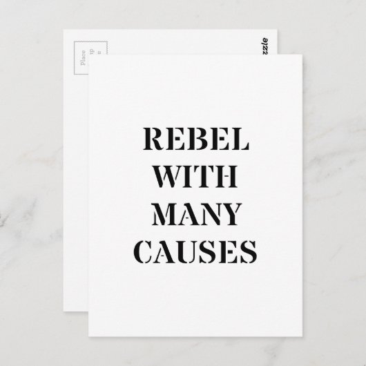 Carte Postale Rebel avec de nombreuses causes (Devant / Derrière)