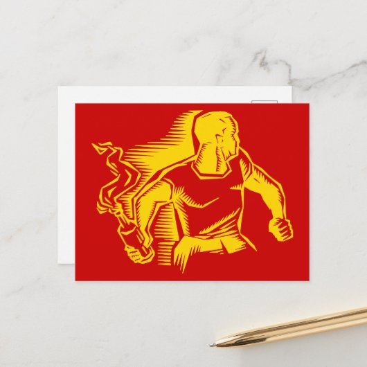 Carte Postale Rebel, Molotov Cocktail, Riots, Communist Style (Devant/Arrière en situation)