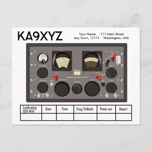 Carte Postale Récepteur radio standard Hammarlund SP-600 QSL (Devant)