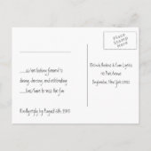 Carte postale Réception (Dos)