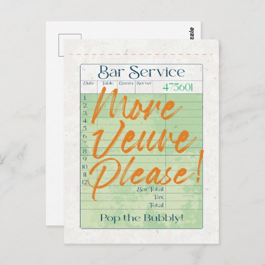 Carte Postale Réception chèque client Champagne Pop the Bubbly (Devant / Derrière)