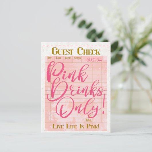 Carte Postale Réception de chèques clients Boissons roses Preppy (Debout devant)