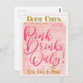 Carte Postale Réception de chèques clients Boissons roses Preppy (Devant / Derrière)