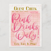 Carte Postale Réception de chèques clients Boissons roses Preppy (Devant)