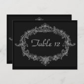 Carte Postale Réception de mariage en argent et noir Numéro de t (Devant / Derrière)