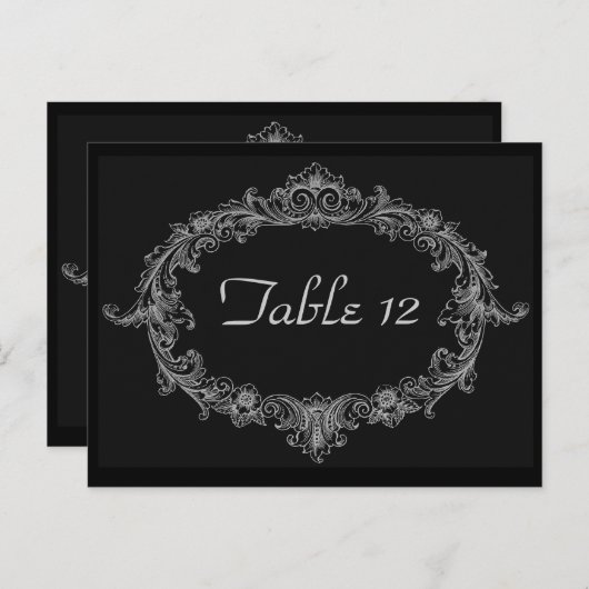 Carte Postale Réception de mariage en argent et noir Numéro de t (Devant / Derrière)