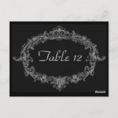 Carte Postale Réception de mariage en argent et noir Numéro de t (Dos)