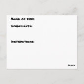 Carte postale Recette (Dos)