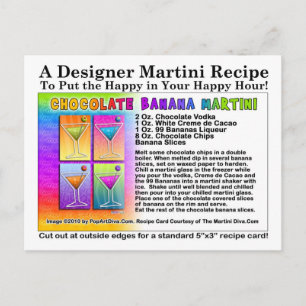 Carte postale Recette à base de martini à la banan