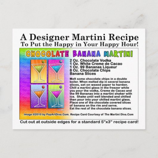 Carte postale Recette à base de martini à la banan (Devant)
