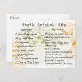 Carte Postale Recette Ail Artichoke Dip (Devant / Derrière)