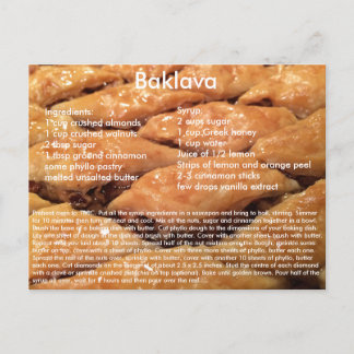 Carte postale Recette Baklava