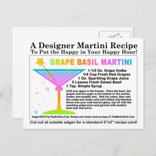 Carte postale Recette Basil Martini (Devant / Derrière)