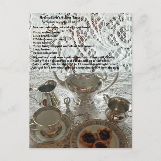 Carte postale Recette Beurre Tarts (Devant)