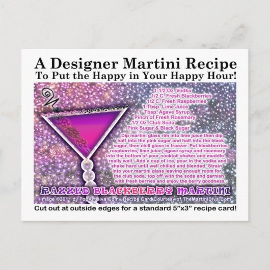 Carte postale Recette Blackberry Martini Razzed (Devant)