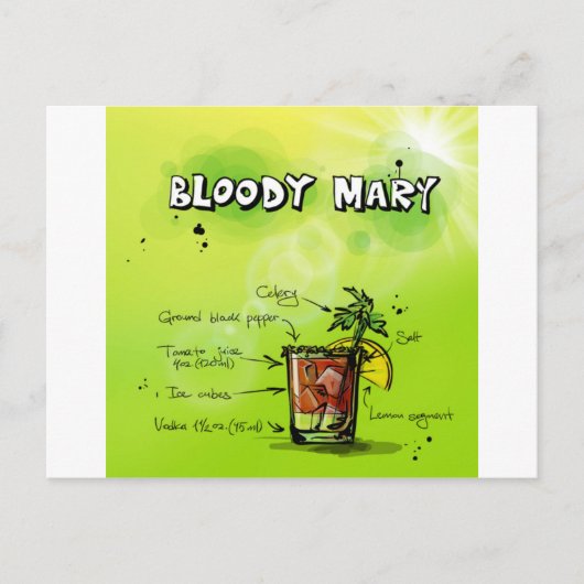 Carte Postale Recette Bloody Mary (Devant)
