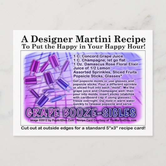 Carte postale Recette Booze-Sicles (Devant)