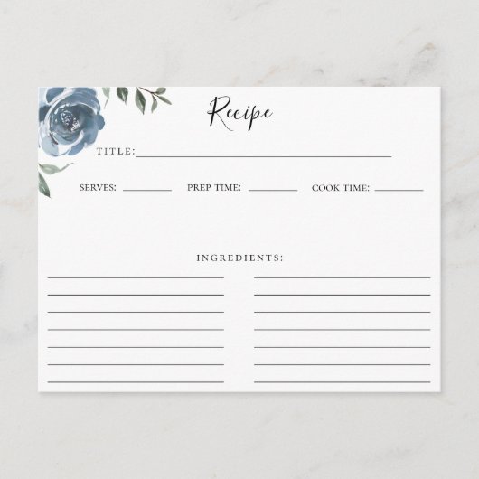 Carte Postale Recette Botanique Bleue Dusty (Devant)