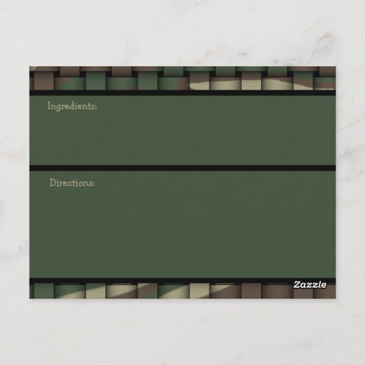 Carte Postale Recette Camouflage du chasseur (Dos)