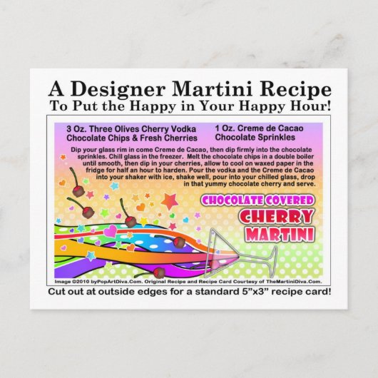 Carte postale Recette Cerise Martini au chocolat (Devant)