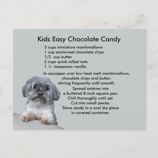Carte postale Recette chocolat facile pour enfants (Devant)