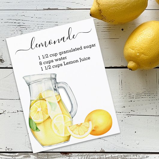Carte Postale Recette Citronnade Boisson Aquarelle Citrons 