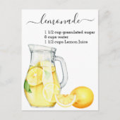 Carte Postale Recette Citronnade Boisson Aquarelle Citrons  (Devant)