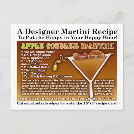 Carte postale Recette Cobbler Pomme Martini (Devant)
