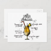 Carte Postale Recette Cocktail Pina Colada (Devant / Derrière)