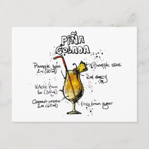 Carte Postale Recette Cocktail Pina Colada