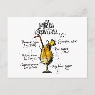 Carte Postale Recette Cocktail Pina Colada