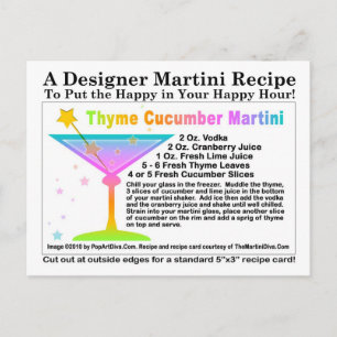Carte postale Recette Concombre de thym Martini