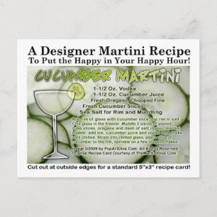 Carte postale Recette Concombre Martini