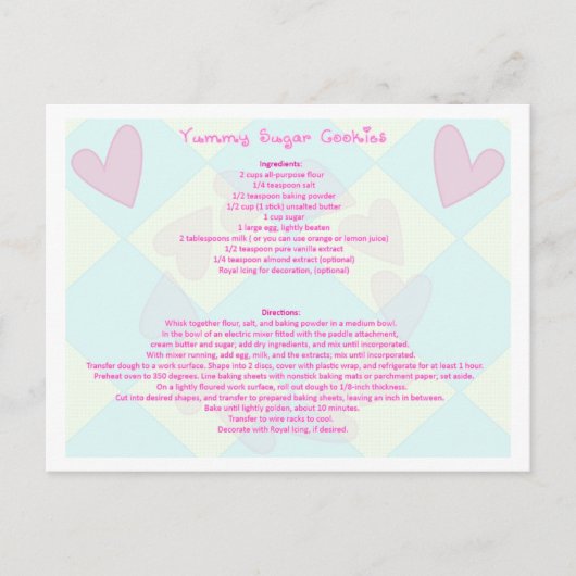 Carte postale Recette Cookie Sucre (Devant)