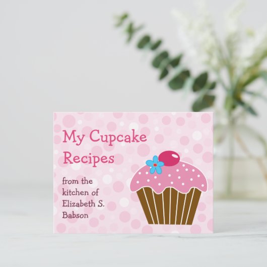 Carte postale Recette Cupcake Rose (Debout devant)